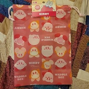 Nintendo Hoshi No Kirby Waddledee  Drawstring Bag Large Cute Kawaii Pink